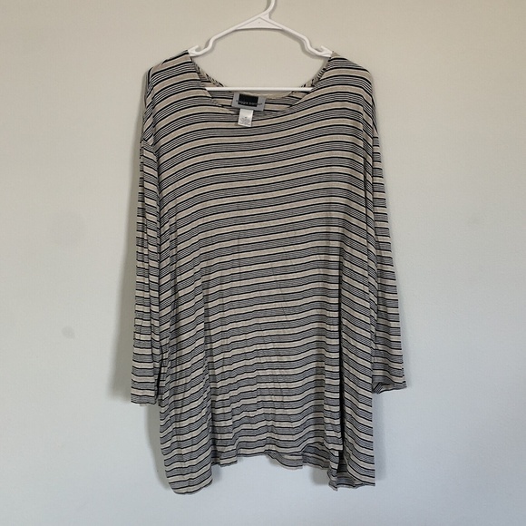 Maggie Barnes Women Plus Size 4X Multicolor Stripe Stretch Top Blouse - Picture 1 of 4